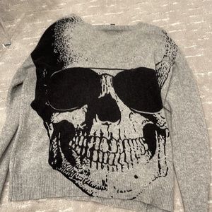Aqua Skull Back Cashmere Sweater